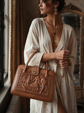 ✨ Vintage Mexican Hand-Tooled Leather Handbag | Genuine Leather | Made in Mexico